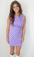 Polka Dot Romper W/ Scalloped Flap & Button Front