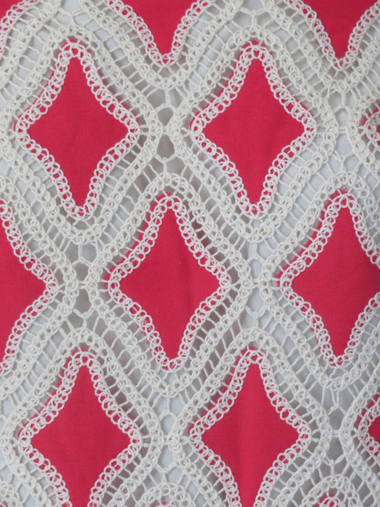 Contrast Diamond Crochet Mini Dress - Red